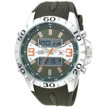 Imagem de U.S. Polo Assn. Relógio masculino US9628 analógico com mostrador digital de quartzo verde, Verde