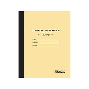 Imagem de Caderno de composição BAZIC com 20 folhas pautadas largas Manila 21,6 cm x 17,8 cm, cadernos forrados para escritório, escola, 1 pacote