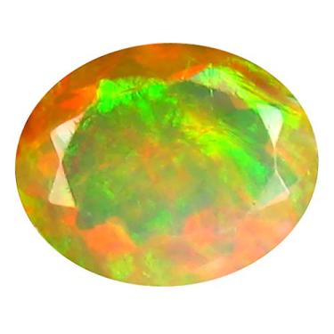 Imagem de 1,54 ct AAA+ Qualidade da pedra preciosa corte oval (10 x 8 mm) opala arco-íris não aquecida genuína e extraída da pedra preciosa solta da Terra