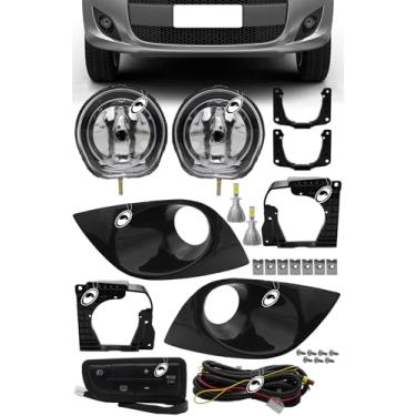 Imagem de Kit Farol de Milha Neblina Novo Palio G5 2012 a 2017 Botão Painel + Kit Lâmpada Super LED 6000K