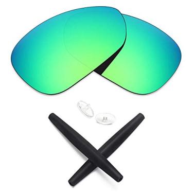 Imagem de Lentes de reposição e kits de borracha Mryok para óculos de sol Oakley Crosshair 1.0 (2005), Emerald Green Polarized Lenses & Black Rubber Kits, One Size