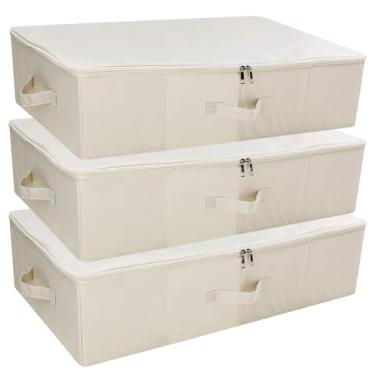 Imagem de iwill CREATE PRO 3 caixas de armazenamento rígidas dobráveis para organizador embaixo da cama, caixas de armazenamento de tecido dobráveis para roupas, cobertores, sapatos no armário, guarda-roupa,