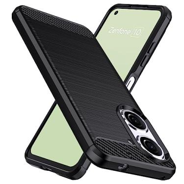 Imagem de Natbok Capa para Asus Zenfone 10, capa para celular com absorção de choque de TPU macio para Asus Zenfone 10, design de fibra de carbono, capa protetora fina, antiderrapante, resistente a arranhões