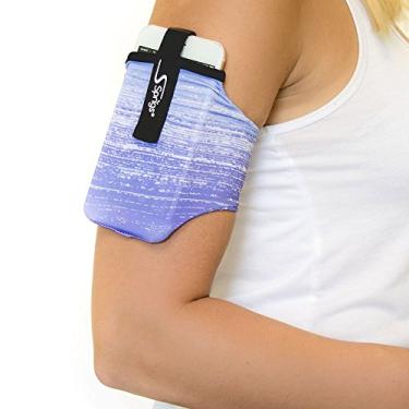 Imagem de Mangas de braço de telefone Sprigs para iPhone x/8/7/6 Plus, Galaxy S7/S6, Google Pixel XL. A braçadeira de corrida mais leve e confortável, estica para caber em todos os telefones com capa para mulheres e homens, Large, Purple Blitz