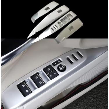 Imagem de GZBFTDH ABS Chrome Carro Janela Vidro Interruptor Elevador Protetor para Toyota Camry 8 2018-2021 Acessórios Auto Parts Adesivo Styling (Branco)