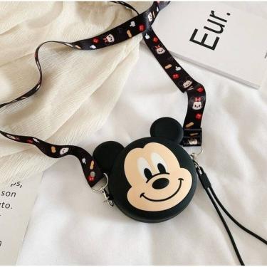 Imagem de Bolsinha Infantil Silicone Cute Porta Celular Moedas Alça Transversal Bolsa Personagem Disney Stitch Lilo Minnie Mickey