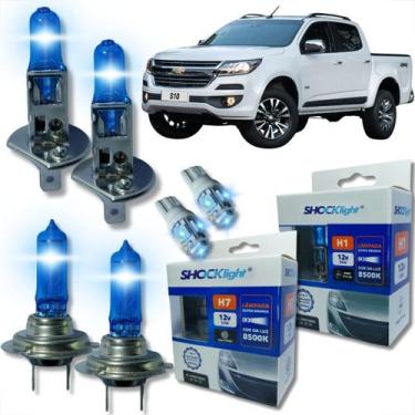 Imagem de Kit lâmpada shocklight super branca farol alto baixo e lanterna h1 h7 