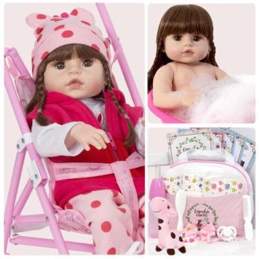 Imagem de Bebe Reborn Realista Menina Girafinha Com Bolsa Acessórios - Cegonha R