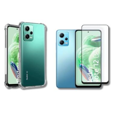 Imagem de Capa Capinha Case Anti Shock Transparente + Película De Vidro 3D Tela Toda Para Xiaomi (Redmi Note 12)