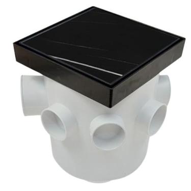 Imagem de Ralo Oculto Preto 15x15 Piso Banheiro e Caixa Sifonada 150mm - FICONE 