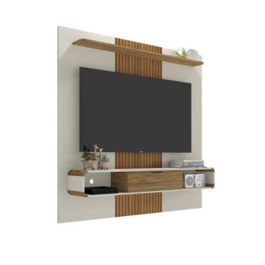 Imagem de Painel Lisboa 1 Porta Bechara Off White Cinamomo Ripado TV 65 Sala Est