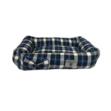 Imagem de Cama Cães e Gatos Xadrez Tamanho M - Valley Pet, Azul