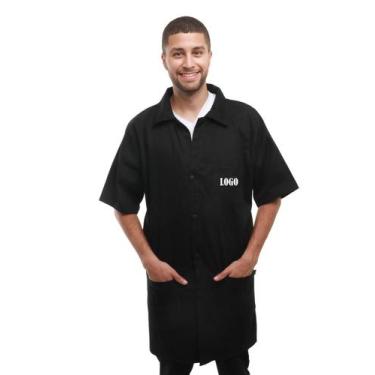 Imagem de Capa Jaleco Guarda Pó  Manga Curta Bordado Frente - CARMONI, Preto, P