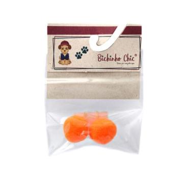 Imagem de Enfeite Pompom para Cachorro e Gato Pet - Bichinho Chic, P, Laranja