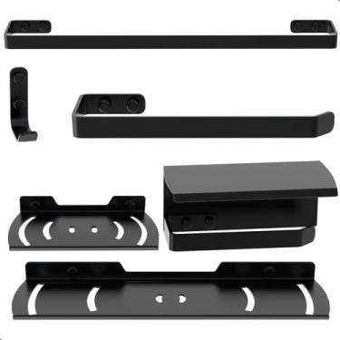 Imagem de Kit Acessórios Para Banheiro Preto Fosco 6 Peças Zmt - MetalCromo