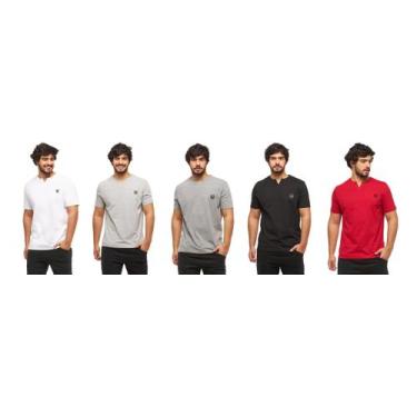 Imagem de Kit com 05 camisetas basicas wooks masculina gola portuguesa - wc3 , B