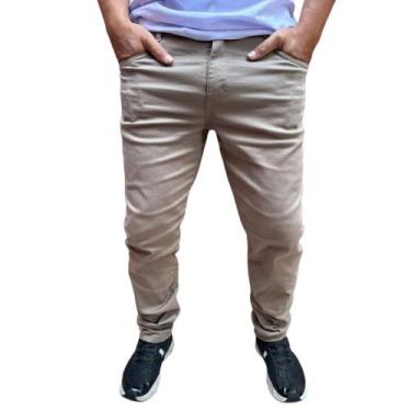 Imagem de calça masculina preta varias cores basica sarja c/elastano jeans skinn