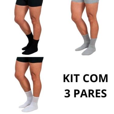 Imagem de Kit 3 Pares Meias Masculino Cano Alto Sport - Agil, 3 pares cinza
