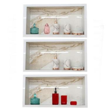 Imagem de Kit 3 Nichos Para Banheiro Em Porcelanato Branco 60x30x10 cm - PHZ, Ca