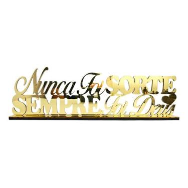 Imagem de Espelho Decorativo de Mesa - Nunca Foi Sorte Sempre Foi Deus - Dourado