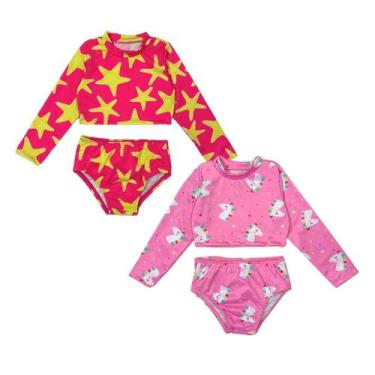Imagem de Kit 2 Conjuntos Praia Menina Blusa + Calcinha Proteção Solar - Jagar, 