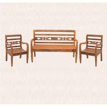 Imagem de Conjunto Banco Namoradeira Jardim Indonesia Madeira de Demolição - Mov