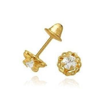 Imagem de Brinco De Ouro 18k Infantil/adulto Pedra + Brinco Bola Ouro - DG Prese