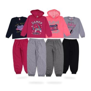 Imagem de 4 Conjuntos Infantil Roupa Inverno Frio Menina Peças em Moleton - Ali 