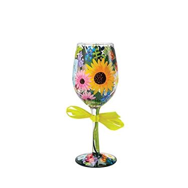 Imagem de Enesco Taças de vinho artesanais pintadas à mão Designs by Lolita "Wildflowers"