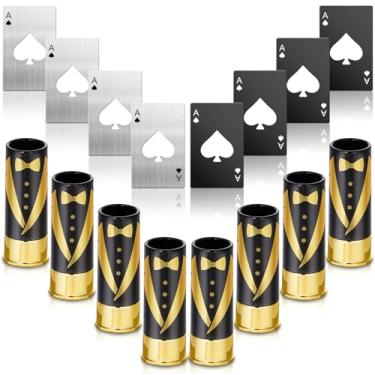 Imagem de HOgardenME Proposta de padrinhos de 16 peças, copo de tiro de smoking calibre 12 com abridor de garrafas de pôquer, lembrancinhas de despedida de solteiro, padrinhos, espingarda, copos de tiro,