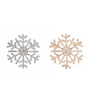 Imagem de Broche de floco de neve de strass de Natal elegante inverno branco flor de gelo chique cristal zircônia cúbica broches para mulheres homens casamento nupcial natal ano novo roupas vestido terno casaco