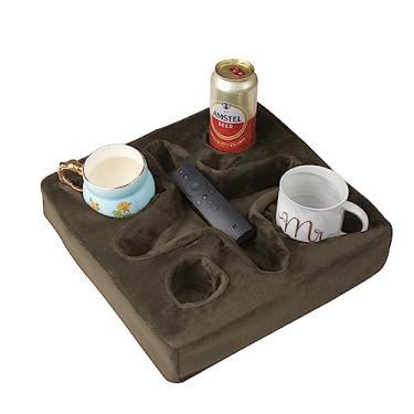 Imagem de Travesseiro para sofá e cama Xchouxer, bandeja de refresco de sofá para bebidas/controle remoto/suporte de lanches (marrom)