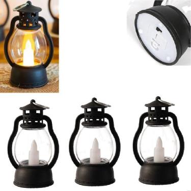 Imagem de Kit 3 Lampião Vela Decorativa Lâmpada Luz LED Luminária Mini - Inter, 
