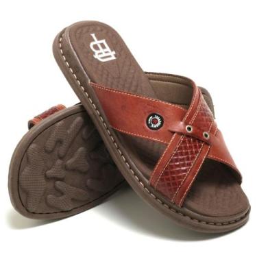 Imagem de Sandália Antistress Chinelo Masculino Ortopédico Couro 1006 - TALLARIC