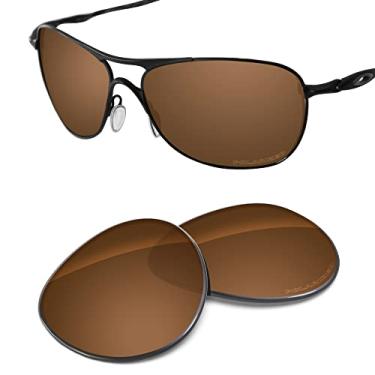 Imagem de Tintart Lentes de substituição de desempenho compatíveis com Oakley Crosshair New 2012 OO4046 OO4060 policarbonato polarizado gravado-porca marrom