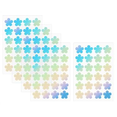 Imagem de ONLYKXY 5 folhas, 3 cm, flor, autoadesivo, prata, glitter, etiqueta, holográfico, recompensa, decalque para professores, faça você mesmo, decoração de Natal, cartão de foto, estojo de carro, garrafa,