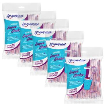 Imagem de Canudo Grosso Milk Shake Açái Vitamina 210mm X 10mm - 500un - Strawpla
