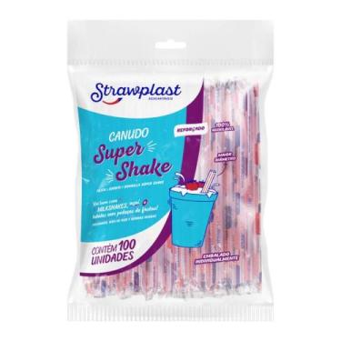 Imagem de Canudo Grosso Milk Shake Açái Vitamina 210mm X 10mm - 100un - Strawpla