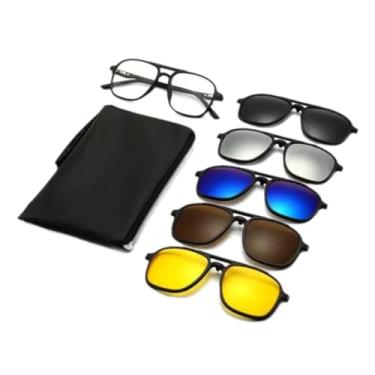 Imagem de Armação de Óculos Masculina Grau Sol UV400, Clip On 6 em 1
