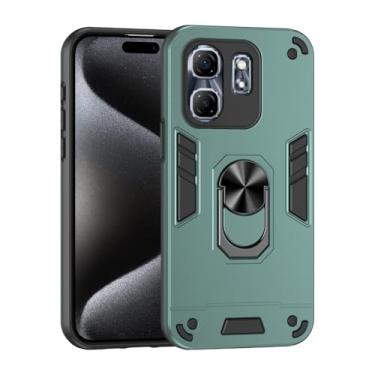 Imagem de Pzwoxukhov Compatível com Infinix Hot 50i, compatível com Infinix Smart 9 suporte embutido para carro magnético à prova de choque e antiqueda, capa verde