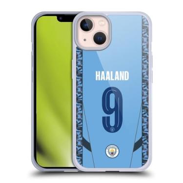 Imagem de Head Case Designs Capa de gel macia oficialmente licenciada pelo Manchester City Man City FC Erling Haaland 2024/25 Players Home Kit compatível com Apple iPhone 13