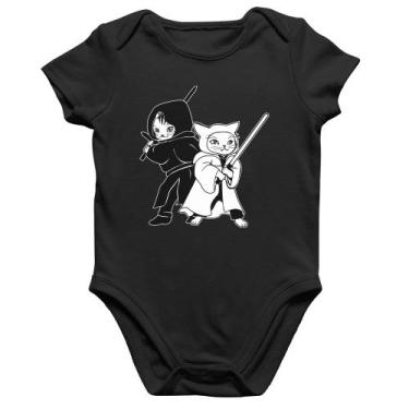 Imagem de Body Bebê Algodão Gatos Jedi - Foca na Moda, Preto, GG