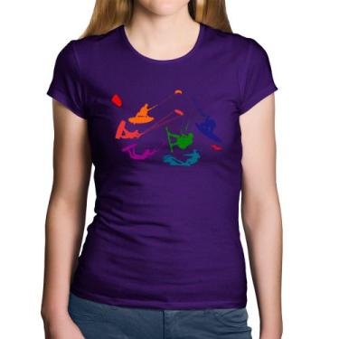 Imagem de Baby Look Algodão Kite Surf Freestyle - Foca na Moda, Roxo, GGG