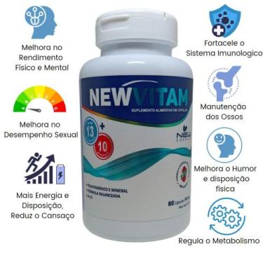 Imagem de NEWVITAM Polivitaminico Multivitamínico Minerais De A A Z 120 Caps 600