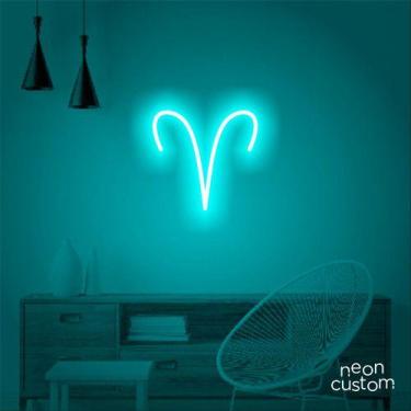 Imagem de luminaria letreiro Neon Led Signo Áries 100x100 luminoso decoração p/ 