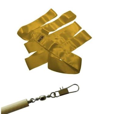 Imagem de Kit Baby Estilete Madeira Com Fita Cetim 3M Dicat Sports, Amarelo