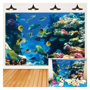 Imagem de HEARKEN 2 x 1,8 m Fundo de Aquário Subaquático Mundo Subaquático Colorido Corais Marinhos Mergulho Fundo de Férias Fundo do Mar Chuveiro Infantil Festa de Aniversário Faixa Fotográfica