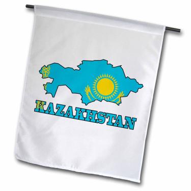 Imagem de 3dRose fl_63169_1 A bandeira do Cazaquistão no mapa do país e do nome, bandeira do jardim do Cazaquistão, 30 x 45 cm