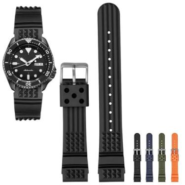 Imagem de Pulseira de borracha para relógios Seiko Prospex SKX Divers, pulseira de relógio de substituição de 22 mm e 20 mm com fivela para relógio Seiko Prospex Diver's Watch - Várias cores (22 mm, preta)