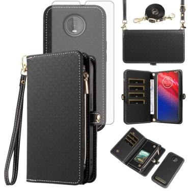 Imagem de Asuwish Capa de celular para Moto Z4/Moto Z 4 Play/MotoZ4 Force Zipper carteira destacável com protetor de tela flip suporte para cartão Motorola 4Z Motoz4 capas MotoZ4Play XT1980-4 2019 feminina